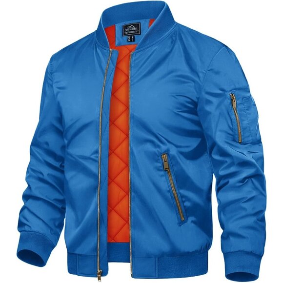 Tacvasen Mens Blue Bomber Winter Warm Padded Work Coat Casual Windproof Jackets - Picture 1 of 6